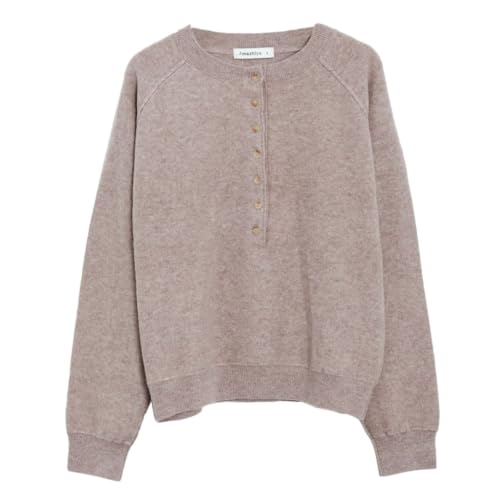 Image of Amazhiyu Women's 100% Wool Henley Sweaters Long Sleeve Button Up Tops