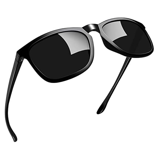 Óculos de Sol Polarizados Masculinos Femininos - 100% UV Protection Joopin Moda Retro Óculos de Sol Leves Para Homens Mulheres (Preto)