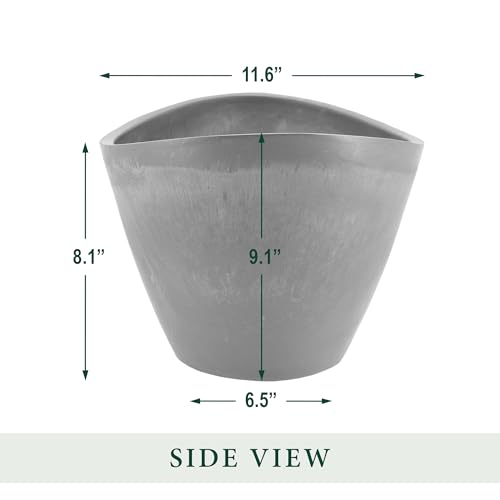 Arcadia YB41CT Garden Products Psw Pot Collection Curved Planter Pot For Indoor And Outdoor Plants And Gardens, 16-Inch, Cement Gray thumb #5