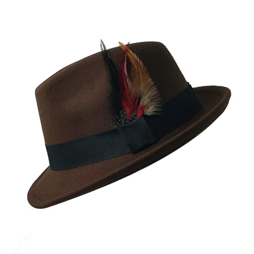 Image of Unisex Trilby Hats Classic Fedora Hats for Women Men Dress Hats Felt Short Brim Fedoras Hat Panama Hat with Band