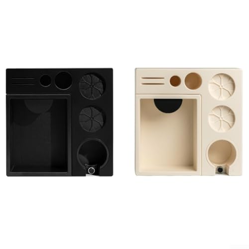 Yuanpgky Coffee Knock Box Organizer, Multifunctional Espresso Station Storage with Anti-Slip Tamper Base for 51mm-58mm Distributor Puck Screen(White) - Image 4