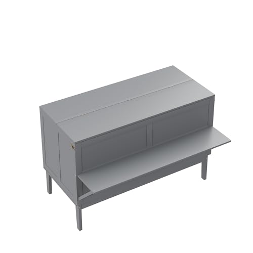 Generisch Schrankbett 140x200 cm, Wandbett mit Lattenrost, Wandklappbett, vertikales Schrankbett mit Lattenrost, Jugendbett, grau – Bild 8