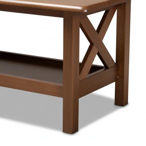 Image of MISAN Solid Sheesham Wood Coffee Table - Elegant Center Table with Two Spacious Drawers | Sturdy & Stylish Wooden Furniture for Home & Living Room (H - Walnut)