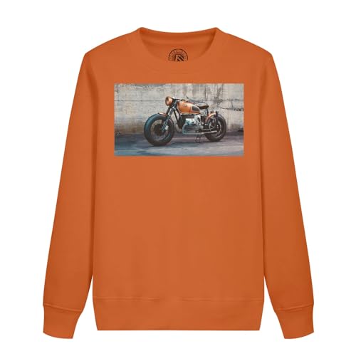 Sweatshirt enfant moto vintage orange pour les sorties en famille et les jeux en plein air