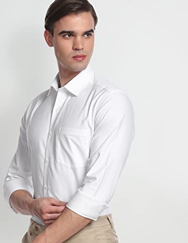 Image of Arrow Solid Slim Fit Mens Formal Shirt - 100% Cotton, Breathable & Comfortable, Full Sleeves Shirts for Men