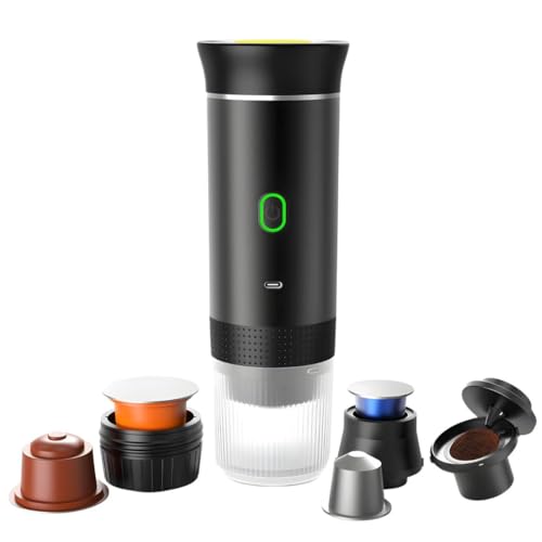 SOUTH AREA Caffettiera portatile 3 in 1 compatibile con capsule Ness-preso, Dolce-Gusto e Caffè macinato - Mini macchina da caffè elettrica con acqua calda USB-C - ideale per viaggi, campeggio e auto