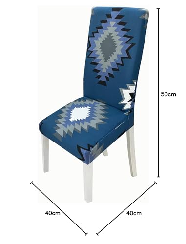Image of House of Quirk Elastic Chair Cover Stretch Removable Washable Short Dining Chair Cover Protector Seat Slipcover (Pack of 1, Blue Current)