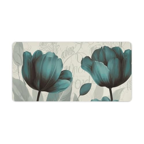 Desk Pad Protector 24x12 Inch Extended Flower Keyboard Mouse Mat miniatura 5