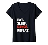 Photo Gallery donna maglietta con scritta "eat sleep dance repeat" maglietta con collo a v Photo Gallery donna maglietta con scritta "eat sleep dance repeat" maglietta con collo a v