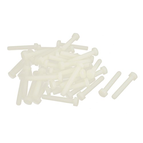 Image of uxcell M6 x 40mm Full Thread Nylon Metric Hex Head Cap Screw Bolt 50 Pcs