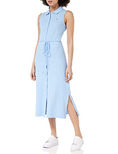 Tommy Hilfiger Damen Polokleid Slim Fit, Blau (Vessel Blue), M