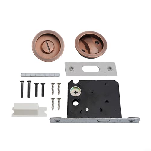 Cerradura invisible de aleación de zinc para puerta corredera, perfectamente adecuada para aplicaciones internas, incluyendo baños (cobre rojo)