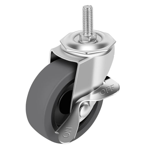 Caster Wheels, 3" Locking Swivel Threaded Stem Casters Set with Brake of 64