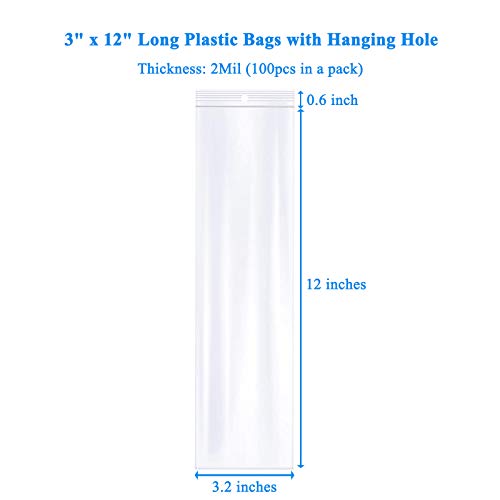 Leyhooney 3 Inch X 12 Inch Reclosable Long Plastic Bags With Hang Hole For Packaging Necklaces & Jewelry thumb #1