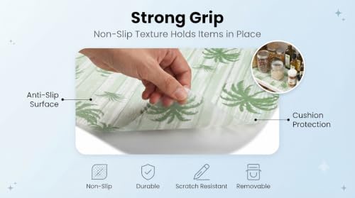 Image of Dribble (45cm X 300cm) Eva Shelf Liner Mat Roll, Non Slip Drawer & Cabinet Liner for Kitchen, Waterproof Oilproof Washable Fridge Mat, Anti Skid Multipurpose Mat (Palm Paradise Green)