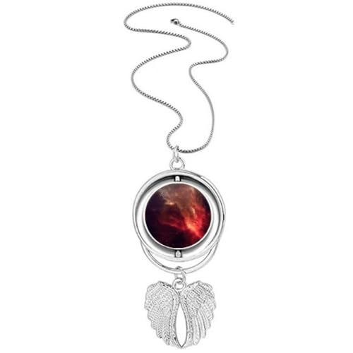 Collier pendentif ailes d'ange motif nébuleuse rouge fini haute précision