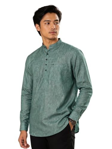 Image of Majestic Man Men's Cotton Blend Textured Regular Fit Full Sleeve Short Kurta