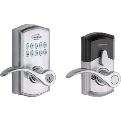 Kwikset SmartCode 955 Pembroke Light Commercial 10-Button Keypad Electronic Lever, Featuring Convenient Keyless Entry, 3-Year Battery Life and High Traffic Durability Satin Chrome by Kwikset - Used condition - US$71.78