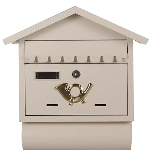 WANGCEPLSD Buzon Exterior, Buzón con Cerradura, Buzones Arquitectónicos, Cubo para Periódicos Independiente, Fácil Instalación, 40x39x9cm(White)