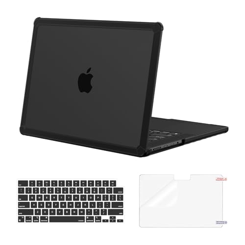 MOSISO Compatible with MacBook Pro 14 inch Case 2025-2021 M5 M4 M3 M2 M1 A3434 A3112 A3185 A3401 A2918 A2992 A2779 A2442, Heavy Duty TPU Bumper Hard Case&Keyboard Skin&Screen Film, Black