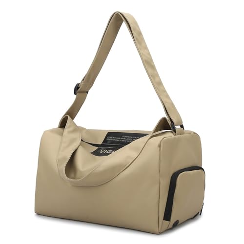 Wet And Dry Separation Travel Shoulder Bag Large Capacity Sports Fitness Hand Messenger Bag(Khaki)3