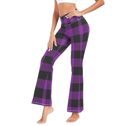 Pantalon à carreaux violets et noirs confortable vêtement outdoor