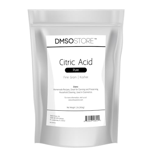 DMSOSTORE Citric Acid All-Natural Multi-Purpose 1 lbs. USP Food Grade, Anhydrous, Fine Grain Powder, Kosher, Non-GMO