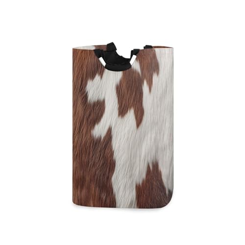 Ttgoth Cesta de lavandería plegable grande de cuero vacuno con asas, cesta organizadora de ropa para dormitorio, dormitorio o baño