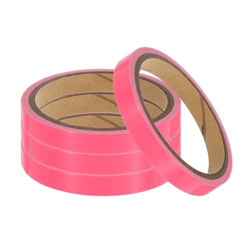 Image of uxcell 4Rolls Glow in The Dark Tape, 0.47 inch x 9.8 ft Fluorescent Adhesive Tape Luminous Tape for Stairs, Walls, Steps, Exit Sign, Home Decoration, Pink
