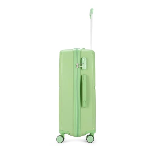 Image of VIP Plastic Hard Shell 8 Spinner Wheels Glider NXT Check-in Trolley Bag Set - (51+61+71cms) for Travel (SO3, Light Green), Small, Large, Medium