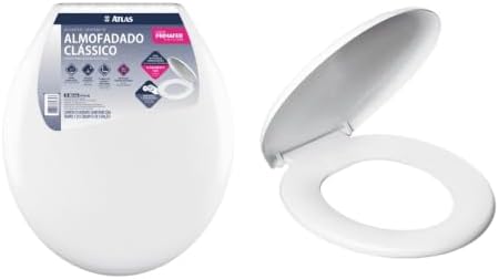 Atlas - Assento Sanitário Plástico Almofadado Clássico com Kit de Fixação, Cor Branca