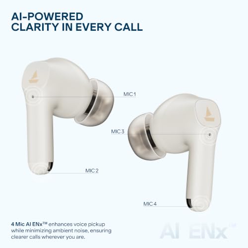 Image of boAt Airdopes Prime 800D, Surround Sound by Dolby Audio, Up to 45H Battery,Quad Mic AI-ENx, 11mm Drivers,ASAP Charge, In-Ear Detect,App Support Wireless Bluetooth TWS Earbuds with mic(Swedish White)