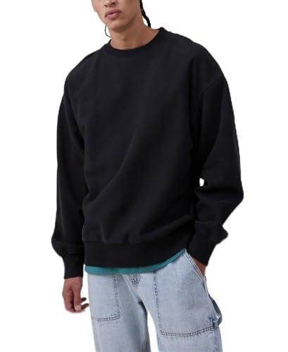 Mens Oversized Fleece Swater Faded Slate Black Large