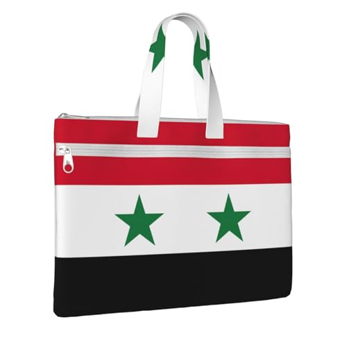 Flag Of The Syrian Arab Republic Canvas Document Bag Briefcase For Professionals And Executives2