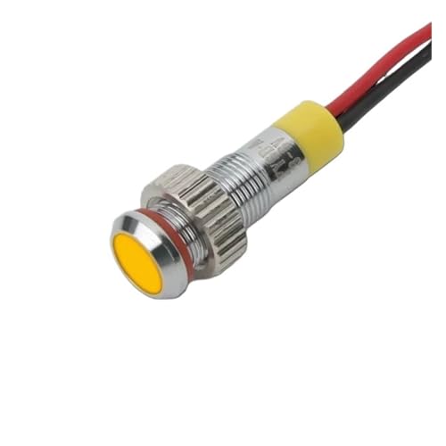 1pcs 6mm 8mm 10mm 12mm Metal LED Warning Indicator Light IP67 Signal Lamp Wires Switch 3V 5V 12V 220V Red Blue(LED Yellow,10MM_12V)