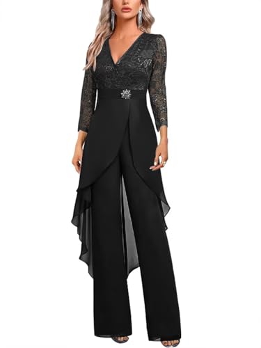 Mother of The Bride Jumpsuit with Sleeve Elegant 2 Pieces