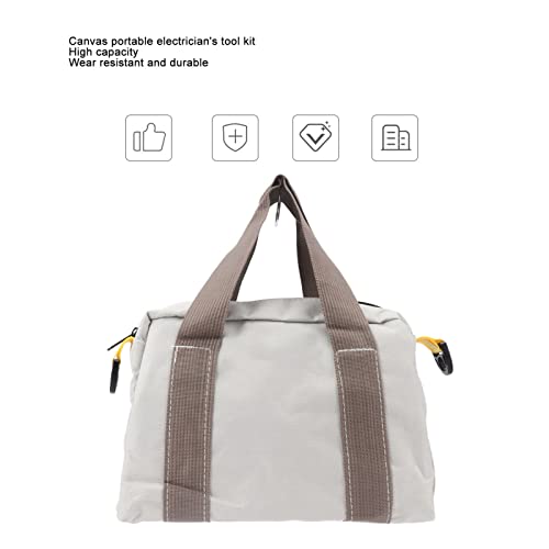 Wide Mouth Tool Bag with Large Capacity, Wear Resistant Canvas, Portable and Universal for Electricians Plumbers, Mechanics (18in) - Image 2