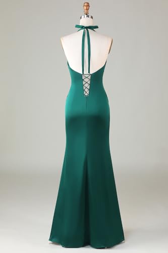 Fokissy V Neck Satin Bridesmaid Dresses for Women Ruched Long Mermaid Backless Prom Dresses2