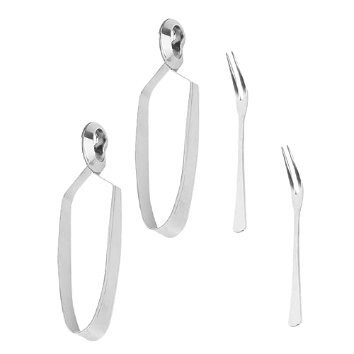 LIGIGWASH 4 pièces Pince et Fourchette Escargot Acier Inoxydable Ustensiles Cuisine Ergonomiques pour Manger Fruits de Mer Fromage et Outils pour Dîner et Réceptions