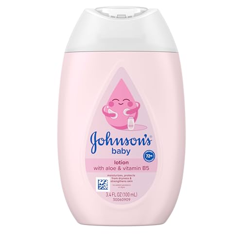 Image of Johnson's Baby Lotion with Coconut Oil, Aloe Vera & Vitamin B5, 72 HR Hydration, Skin Moisturizer, Hypoallergenic, Safe for Newborn, Protects From Dryness & Strengthens Skin, 3.4 fl. oz