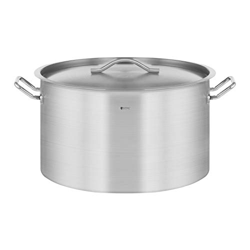 Royal Catering Olla De Inducción Cacerola Profesional RCST-58E3-S (Con Tapadera, Acero Inoxidable, Bordes Antigoteo, Fondo de 5,8 mm, 59 Litros)