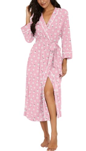 Image of PrinStory Womens Robe Long Knit Bathrobe Lightweight Soft Robes Ladies Bath Robe