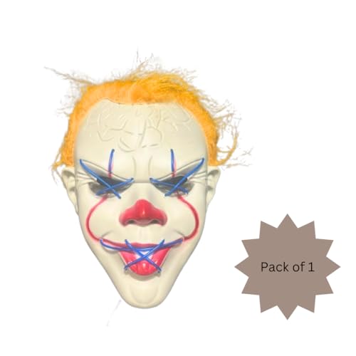 Image of WANNA PARTY LED Light Up Joker Mask for Men,Face For Cosplay, Scary for Halloween Party, Theme Play, Role Play, Halloween