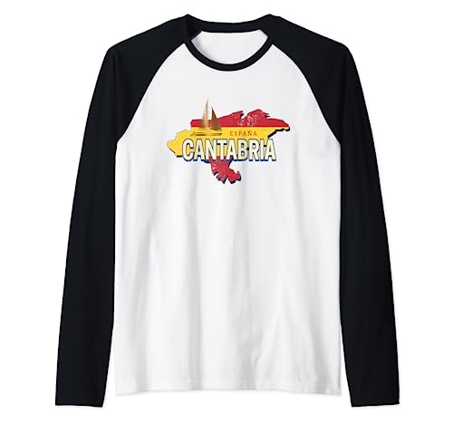 Cantabria España Retro Región Vintage Velero Recuerdo Camiseta Manga Raglan