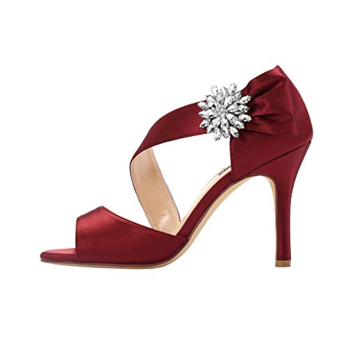 Image of ERIJUNOR High Heel Party Sandals For Woman Open Toe Stiletto Bow Shoes Wedding Evening Dress Shoes for Dancing