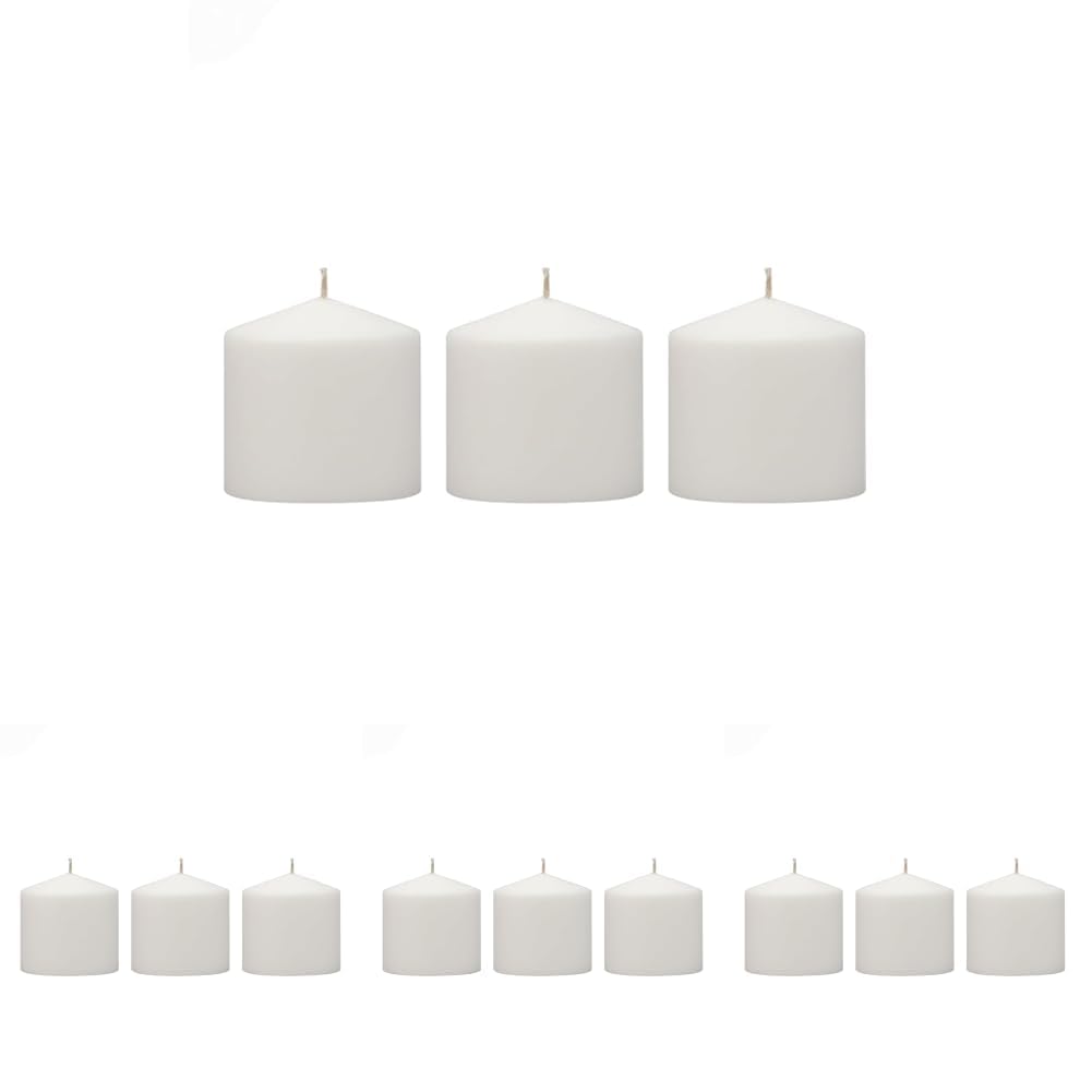 Stonebriar 3 Count Tall 18 Hour Long Burning Unscented White Wax Pillar Candles, 3 x 3 inches (Pack of 4)