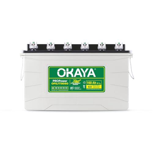 Image of OKAYA PROPower OPSJT19060 160Ah Advanced Tall Tubular Inverter Battery for Home, Office & Shops | Robust & Compact Design | Extra Backup Plus (XBD+ Technology) | 60 Months Total Warranty