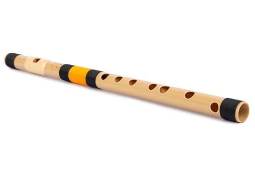 Image of Radhe Flutes | G Natural Right Handed Middle Bansuri | Black & Orange | Tuned With Tanpura A=440Hz | PVC Flute + Hindi & English Flute Lessons