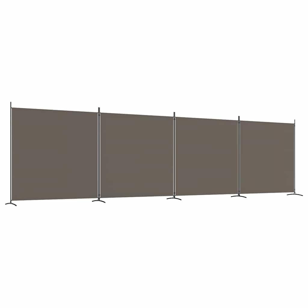 vidaXL 4-Panel Room Divider Folding Privacy Protection Screen Room Separator Paravent Wall Partition Panel Screen Dressing Wall Anthracite Fabric