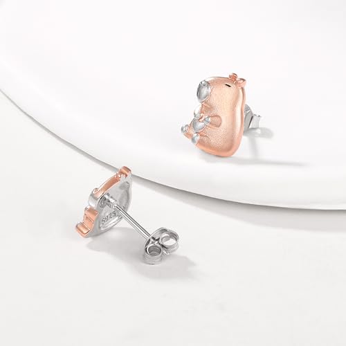 925 Sterling Silver Capybara Sheep Duck Axolotl Earrings - Cute Animal Earrings Jewelry Gifts for Women2